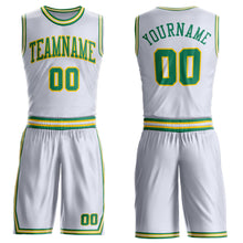 Charger l'image dans la galerie, Custom White Kelly Green-Gold Round Neck Suit Basketball Jersey