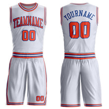 Laden Sie das Bild in den Galerie-Viewer, Custom White Orange-Royal Round Neck Suit Basketball Jersey
