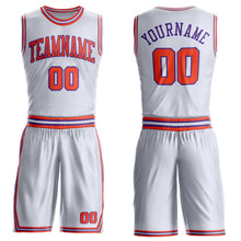 Laden Sie das Bild in den Galerie-Viewer, Custom White Orange-Purple Round Neck Suit Basketball Jersey
