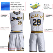 Charger l'image dans la galerie, Custom White Navy-Old Gold Round Neck Suit Basketball Jersey