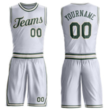Charger l'image dans la galerie, Custom White Green-Cream Round Neck Suit Basketball Jersey