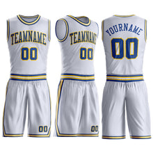 Загрузить изображение в средство просмотра галереи, Custom White Royal-Gold Round Neck Suit Basketball Jersey
