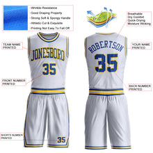Загрузить изображение в средство просмотра галереи, Custom White Royal-Gold Round Neck Suit Basketball Jersey