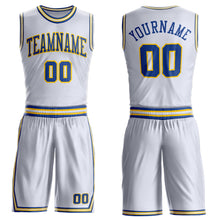 Загрузить изображение в средство просмотра галереи, Custom White Royal-Gold Round Neck Suit Basketball Jersey