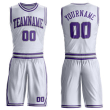 Загрузить изображение в средство просмотра галереи, Custom White Purple-Gray Round Neck Suit Basketball Jersey