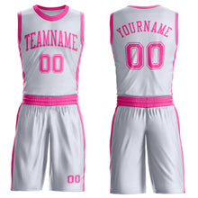 Загрузить изображение в средство просмотра галереи, Custom White Pink Round Neck Suit Basketball Jersey