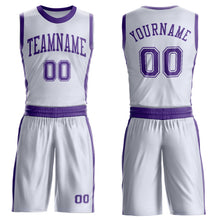Charger l'image dans la galerie, Custom White Purple Round Neck Suit Basketball Jersey