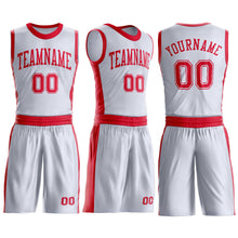 Laden Sie das Bild in den Galerie-Viewer, Custom White Red Round Neck Suit Basketball Jersey