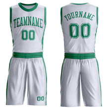 Laden Sie das Bild in den Galerie-Viewer, Custom White Kelly Green Round Neck Suit Basketball Jersey