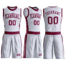 Charger l'image dans la galerie, Custom White Maroon Round Neck Suit Basketball Jersey