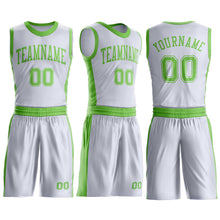 Laden Sie das Bild in den Galerie-Viewer, Custom White Neon Green Round Neck Suit Basketball Jersey