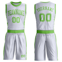 Laden Sie das Bild in den Galerie-Viewer, Custom White Neon Green Round Neck Suit Basketball Jersey