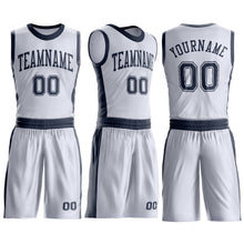 Charger l'image dans la galerie, Custom White Navy Round Neck Suit Basketball Jersey
