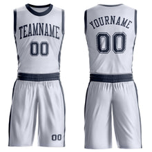 Charger l'image dans la galerie, Custom White Navy Round Neck Suit Basketball Jersey