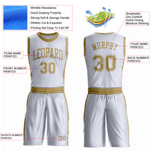 Load image into Gallery viewer, Custom White Old Gold Round Neck Suit Basketball Jersey
