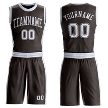 Laden Sie das Bild in den Galerie-Viewer, Custom Brown White Round Neck Suit Basketball Jersey