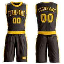 Laden Sie das Bild in den Galerie-Viewer, Custom Brown Gold Round Neck Suit Basketball Jersey
