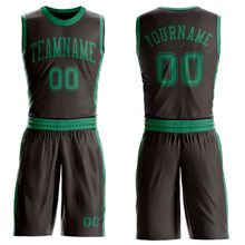 Load image into Gallery viewer, Custom Brown Kelly Green Round Neck Suit Basketball Jersey
