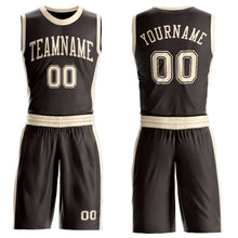 Laden Sie das Bild in den Galerie-Viewer, Custom Brown Cream Round Neck Suit Basketball Jersey