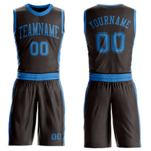 Load image into Gallery viewer, Custom Brown Blue Round Neck Suit Basketball Jersey