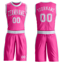 Загрузить изображение в средство просмотра галереи, Custom Pink White Round Neck Suit Basketball Jersey