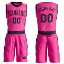 Загрузить изображение в средство просмотра галереи, Custom Pink Black Round Neck Suit Basketball Jersey