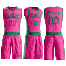 Загрузить изображение в средство просмотра галереи, Custom Pink Kelly Green Round Neck Suit Basketball Jersey