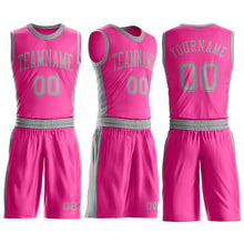 Загрузить изображение в средство просмотра галереи, Custom Pink Gray Round Neck Suit Basketball Jersey