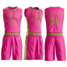 Загрузить изображение в средство просмотра галереи, Custom Pink Old Gold Round Neck Suit Basketball Jersey