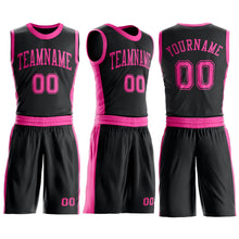 Laden Sie das Bild in den Galerie-Viewer, Custom Black Pink Round Neck Suit Basketball Jersey