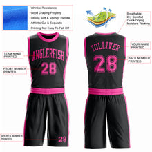 Laden Sie das Bild in den Galerie-Viewer, Custom Black Pink Round Neck Suit Basketball Jersey