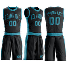Charger l'image dans la galerie, Custom Black Teal Round Neck Suit Basketball Jersey