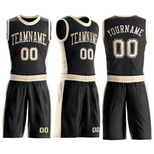 Laden Sie das Bild in den Galerie-Viewer, Custom Black Cream Round Neck Suit Basketball Jersey