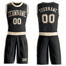 Laden Sie das Bild in den Galerie-Viewer, Custom Black Cream Round Neck Suit Basketball Jersey