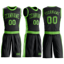 Charger l'image dans la galerie, Custom Black Neon Green Round Neck Suit Basketball Jersey