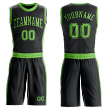 Charger l'image dans la galerie, Custom Black Neon Green Round Neck Suit Basketball Jersey