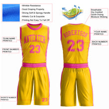 Load image into Gallery viewer, Custom Gold Pink Round Neck Suit Basketball Jersey