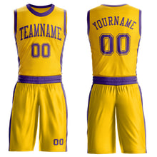 Charger l'image dans la galerie, Custom Gold Purple Round Neck Suit Basketball Jersey
