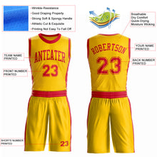 Laden Sie das Bild in den Galerie-Viewer, Custom Gold Red Round Neck Suit Basketball Jersey