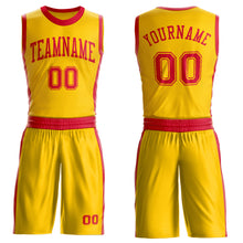 Laden Sie das Bild in den Galerie-Viewer, Custom Gold Red Round Neck Suit Basketball Jersey