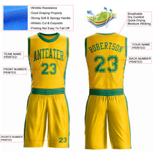 Laden Sie das Bild in den Galerie-Viewer, Custom Gold Kelly Green Round Neck Suit Basketball Jersey