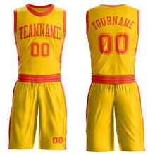 Load image into Gallery viewer, Custom Gold Orange Round Neck Suit Basketball Jersey