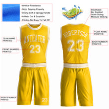 Load image into Gallery viewer, Custom Gold Cream Round Neck Suit Basketball Jersey