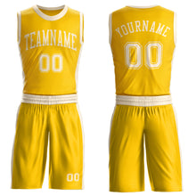 Load image into Gallery viewer, Custom Gold Cream Round Neck Suit Basketball Jersey