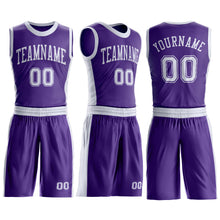 Загрузить изображение в средство просмотра галереи, Custom Purple White Round Neck Suit Basketball Jersey