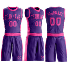 Laden Sie das Bild in den Galerie-Viewer, Custom Purple Pink Round Neck Suit Basketball Jersey