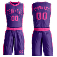 Laden Sie das Bild in den Galerie-Viewer, Custom Purple Pink Round Neck Suit Basketball Jersey