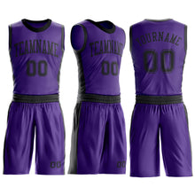 Load image into Gallery viewer, Custom Purple Black Round Neck Suit Basketball Jersey