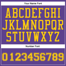 Laden Sie das Bild in den Galerie-Viewer, Custom Purple Gold Round Neck Suit Basketball Jersey