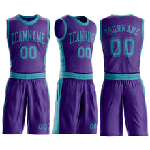 Charger l'image dans la galerie, Custom Purple Teal Round Neck Suit Basketball Jersey